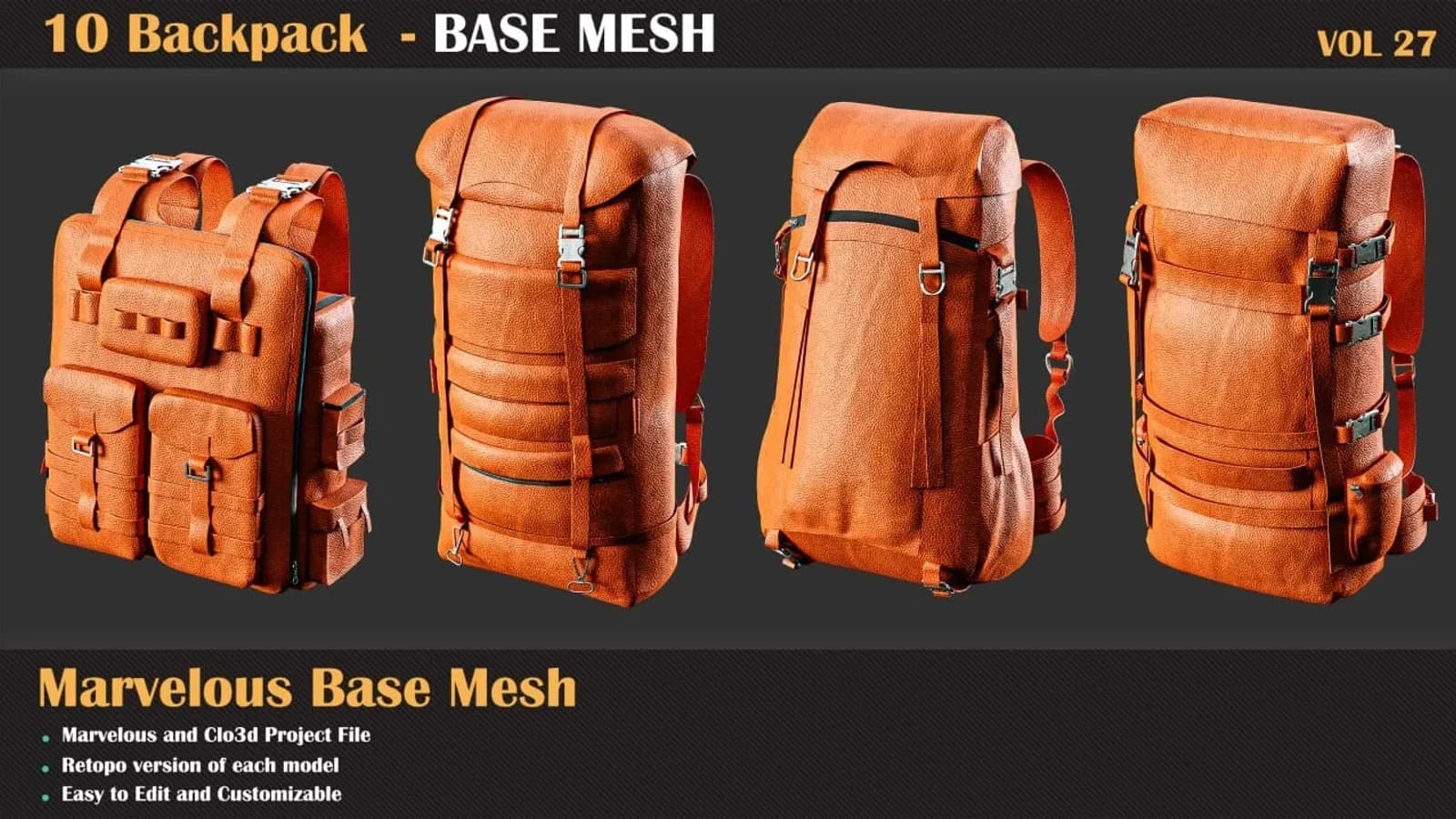 10 Backpack - Base Mesh ( Game Ready ) — VOL 27 — preview 2