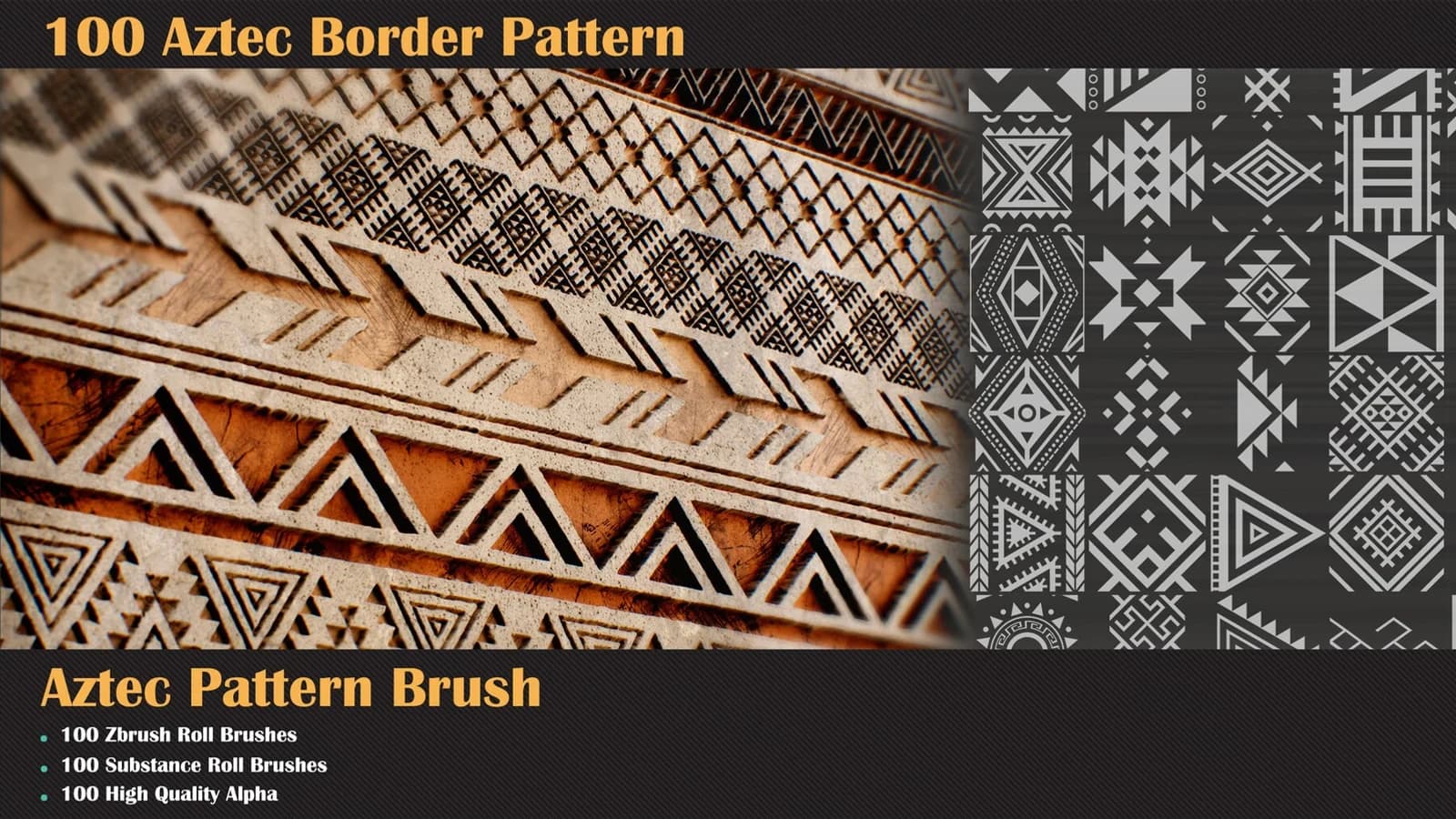 100 Aztec Border Pattern and Brush
