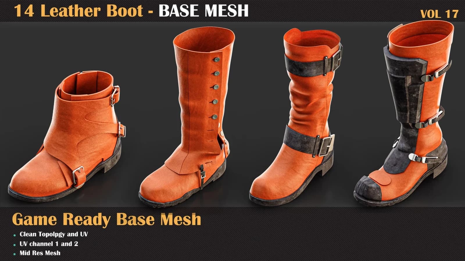14 Leather Boot Base Mesh — VOL 17 — preview 5
