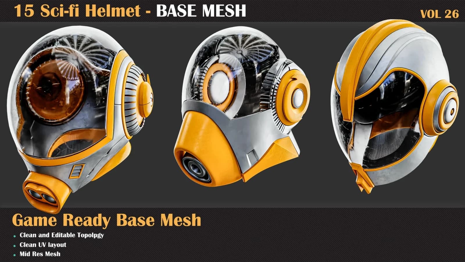 15 Sci-Fi Helmet Base Mesh — VOL 26 — preview 5