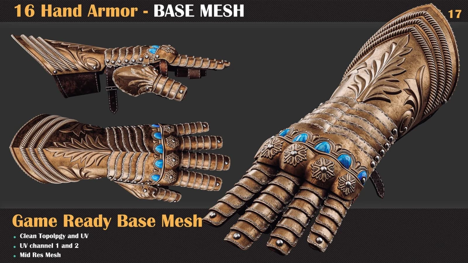 16 Hand Armor Base Mesh — VOL 19