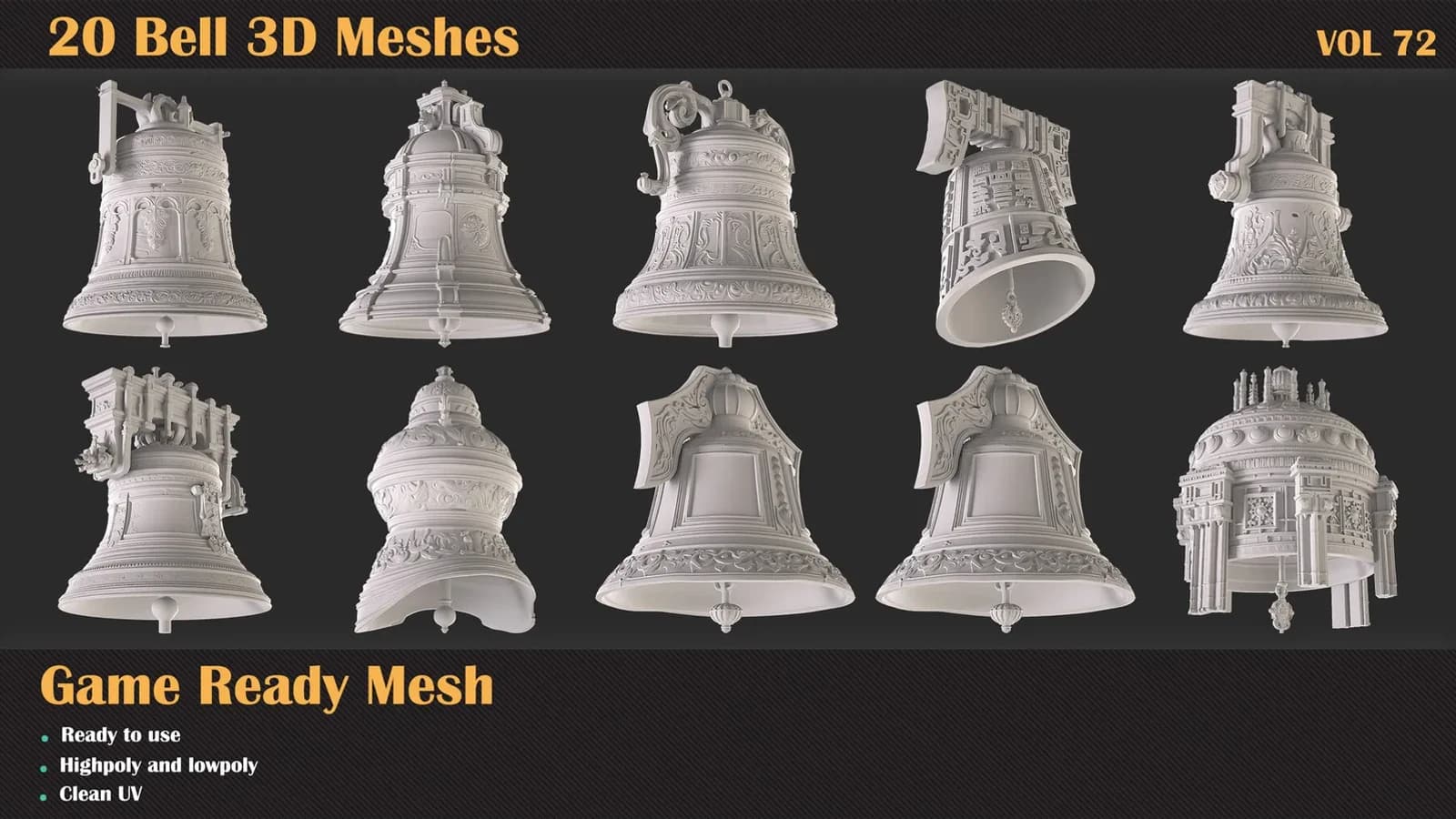 20 Bell 3D Meshes — VOL 72 — preview 4