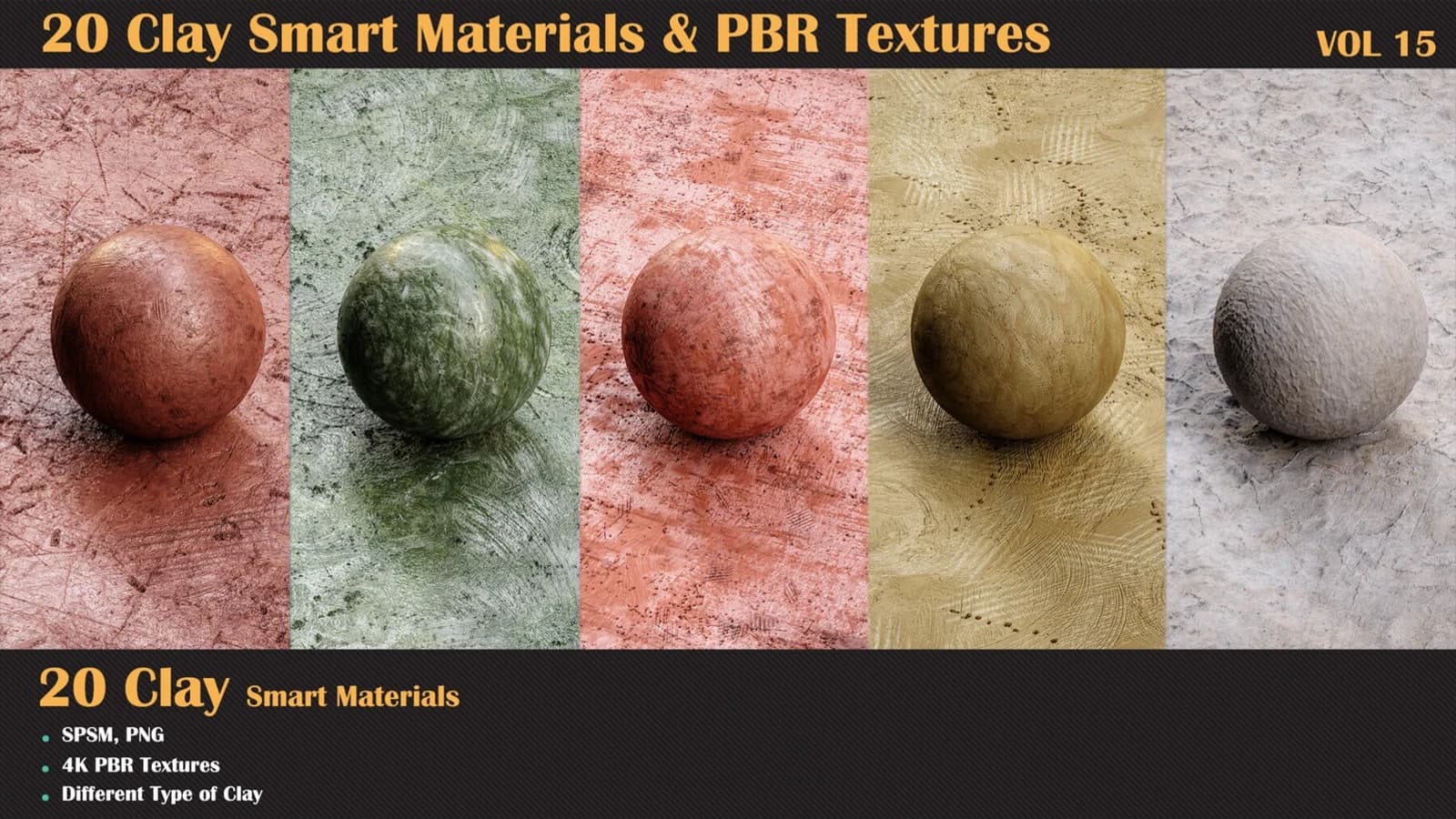 20 Clay Smart Materials & PBR Textures — VOL 15 — preview 6