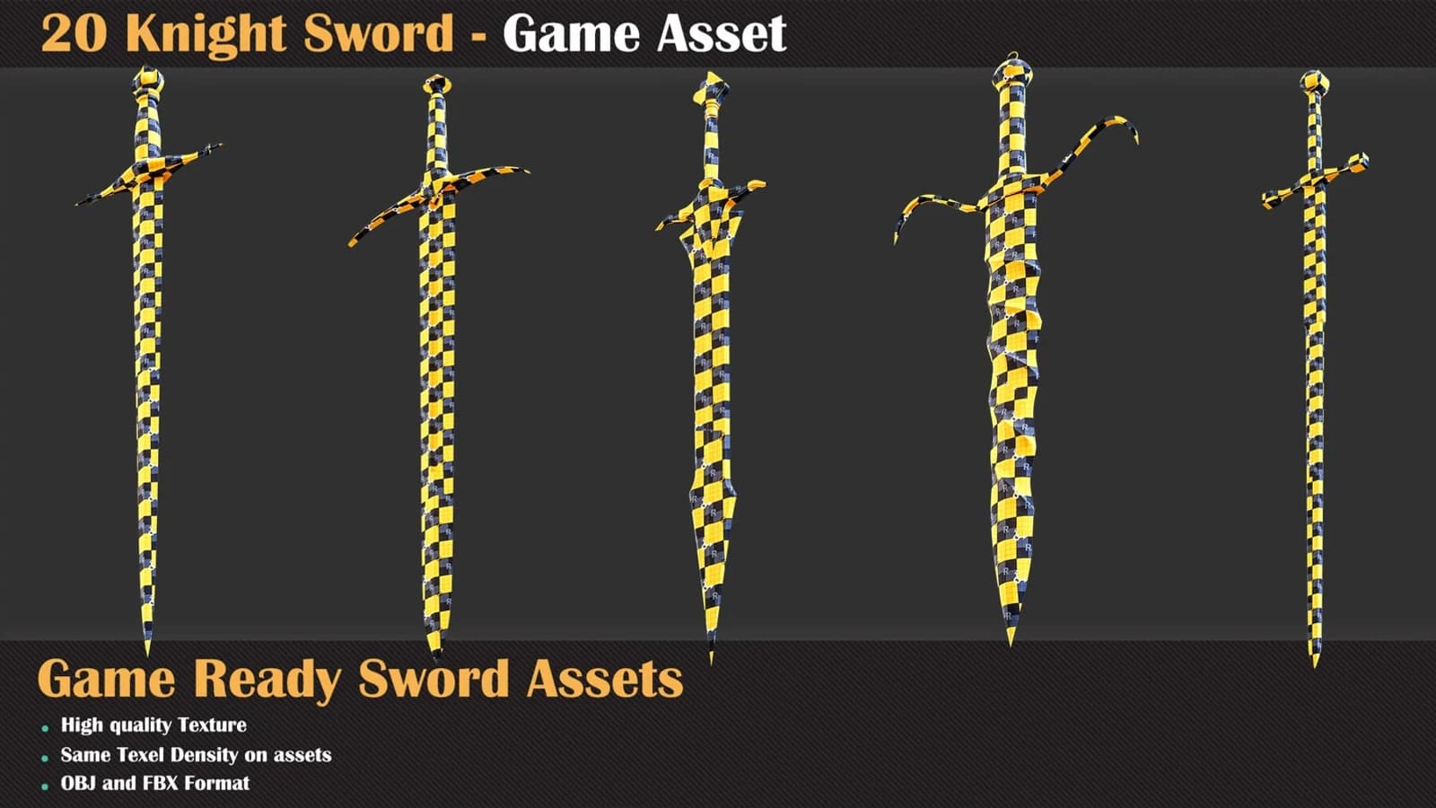 20 Knight Sword with Texture - Game Asset — preview 2