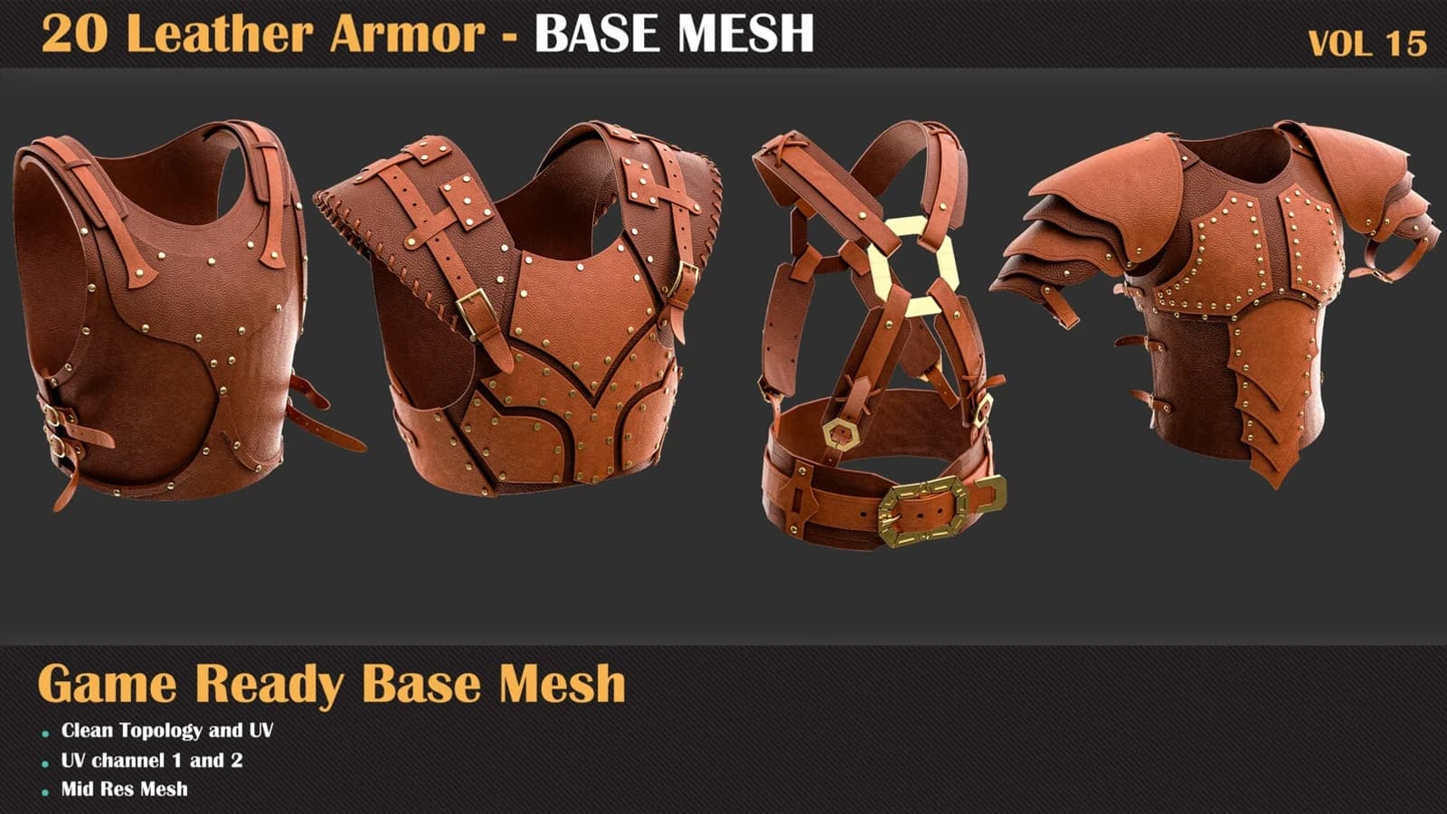 20 Leather Armor Base Mesh — VOL 15 — preview 7