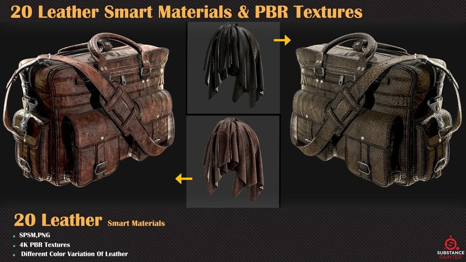 20 Leather Smart Materials + PBR Textures — VOL 04 — preview 3