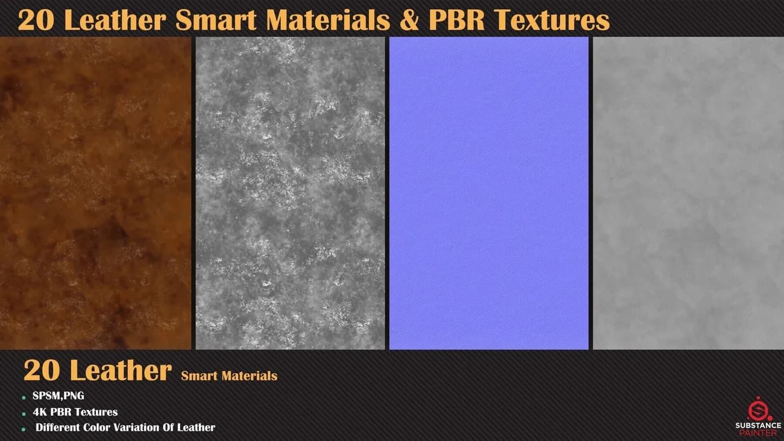 20 Leather Smart Materials + PBR Textures — VOL 04 — preview 4