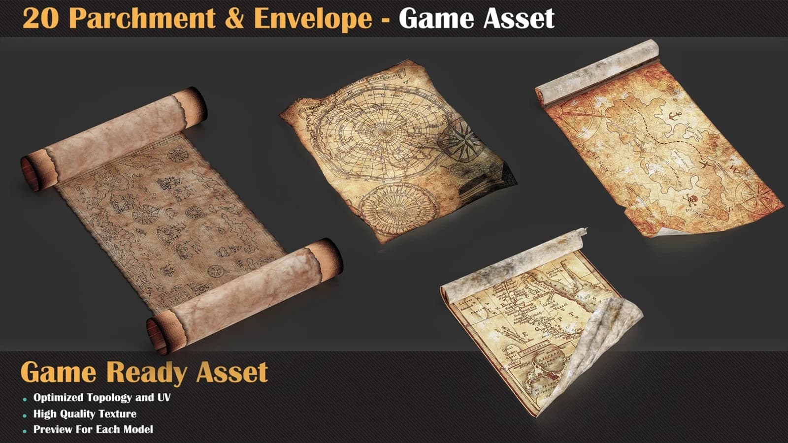 20 Parchment & Envelope - Game Asset — preview 6
