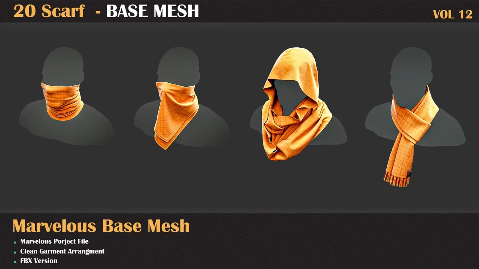 20 Scarf Base Mesh — VOL 12 — preview 3