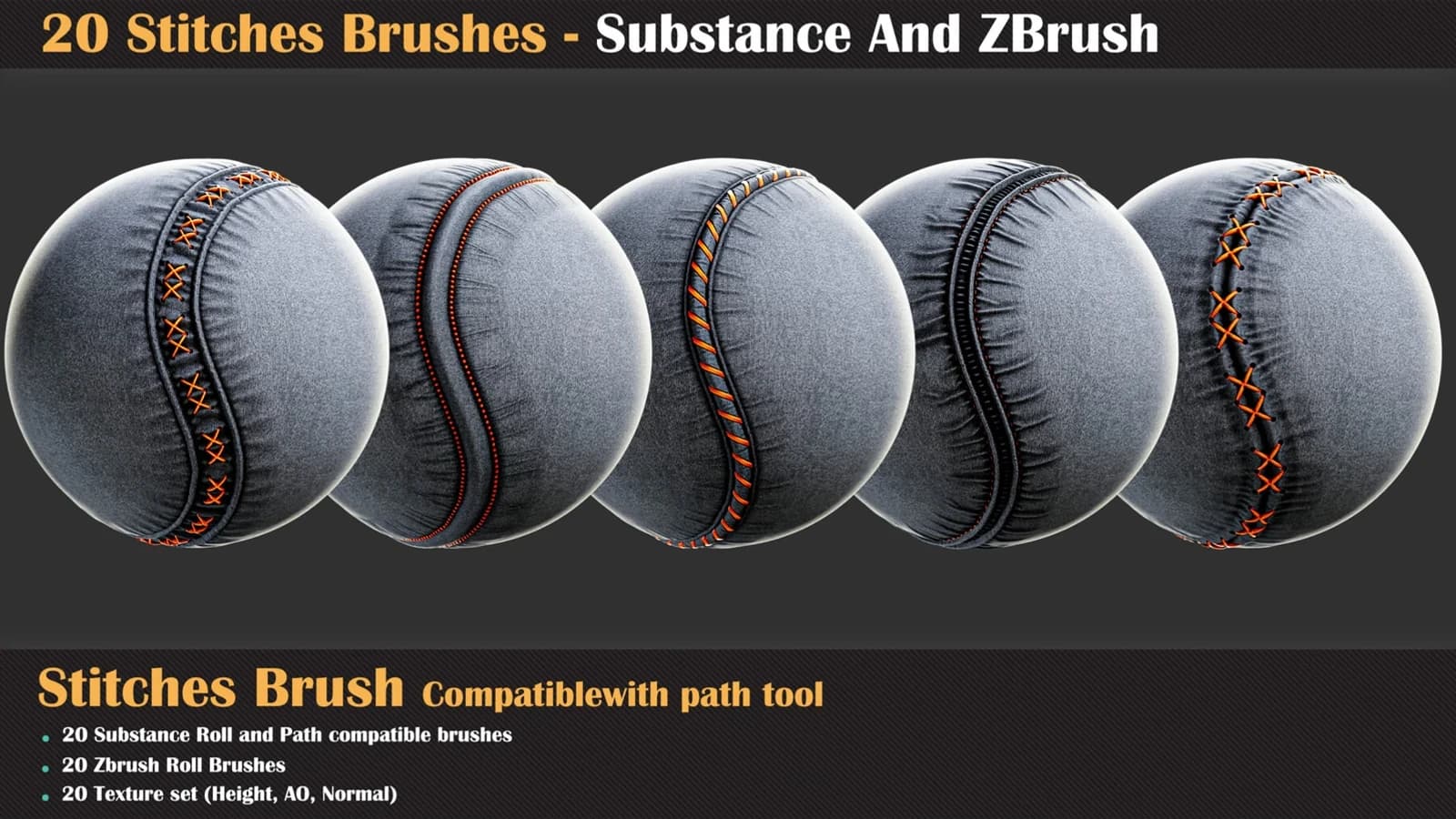 20 Stitches Brushes - Substance And ZBrush — preview 3