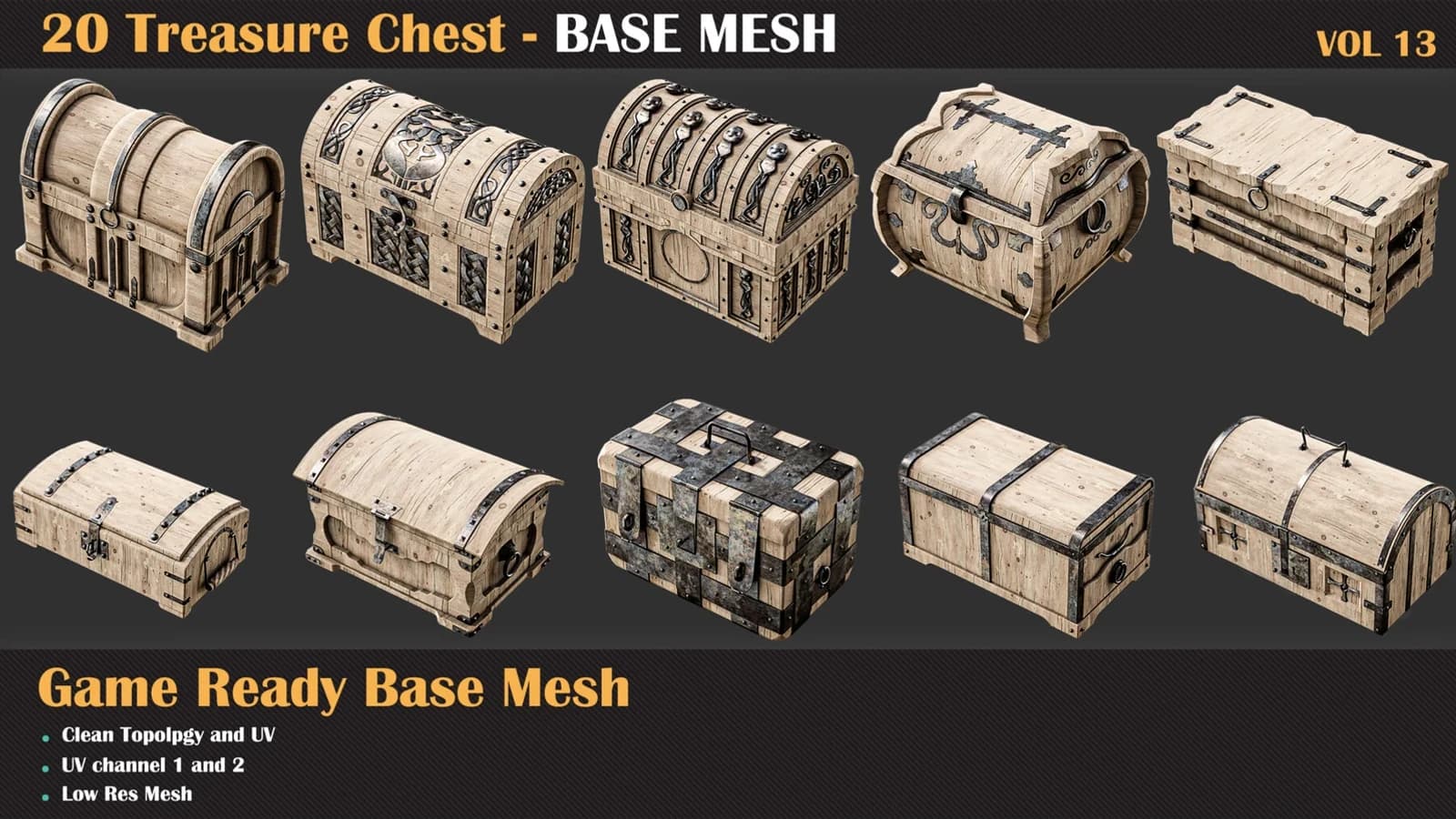 20 Treasure Chest Base Mesh — VOL 13 — preview 3