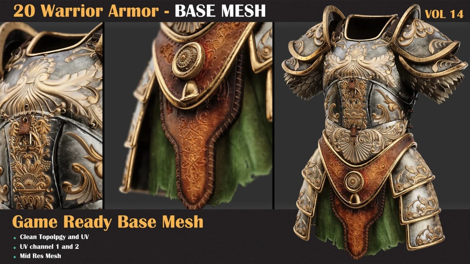 20 Warrior Armor Base Mesh — VOL 14