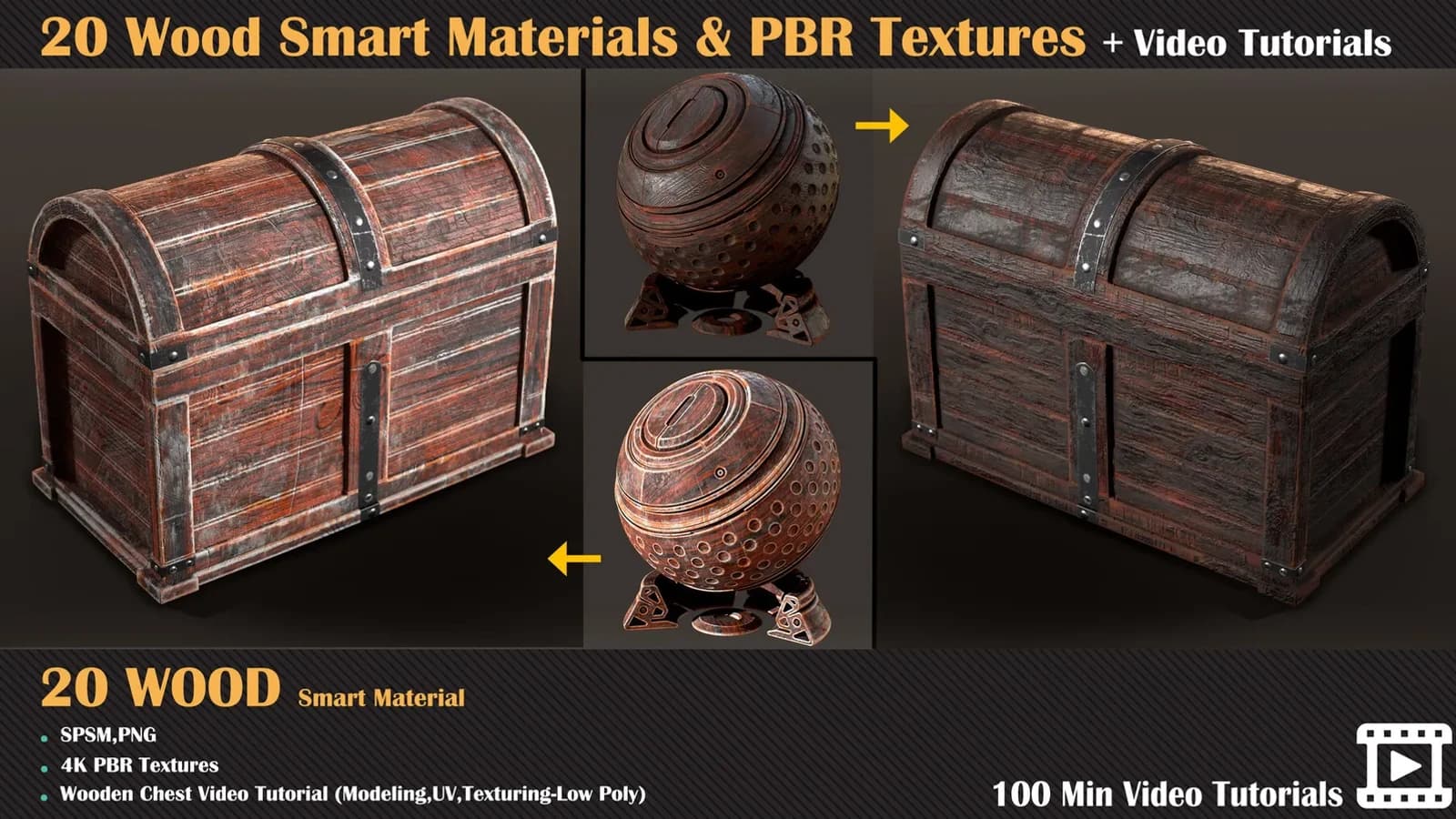 20 Wood Smart Materials & PBR Textures + Video Tutorials — VOL 02 — preview 3