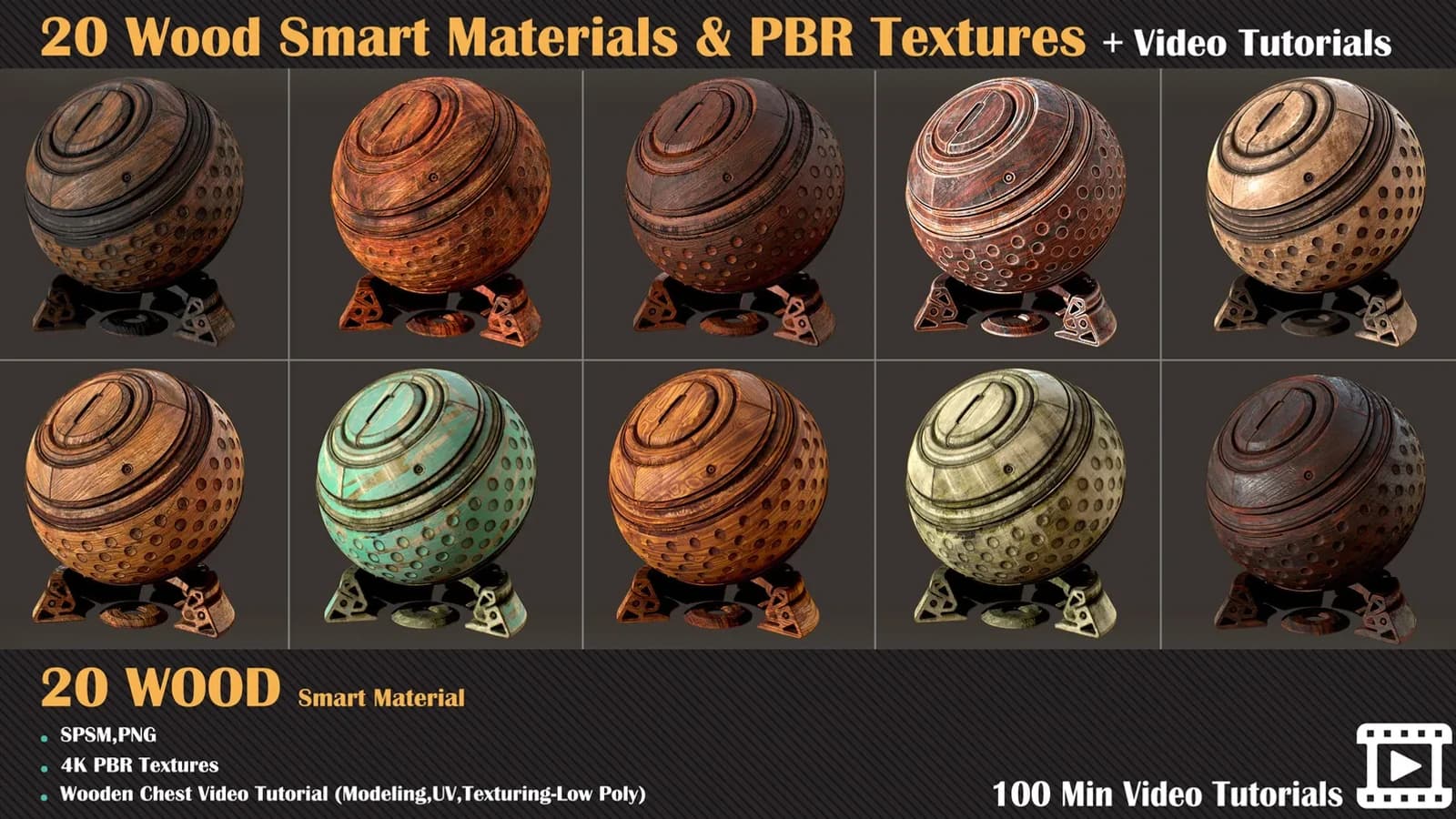 20 Wood Smart Materials & PBR Textures + Video Tutorials — VOL 02 — preview 5
