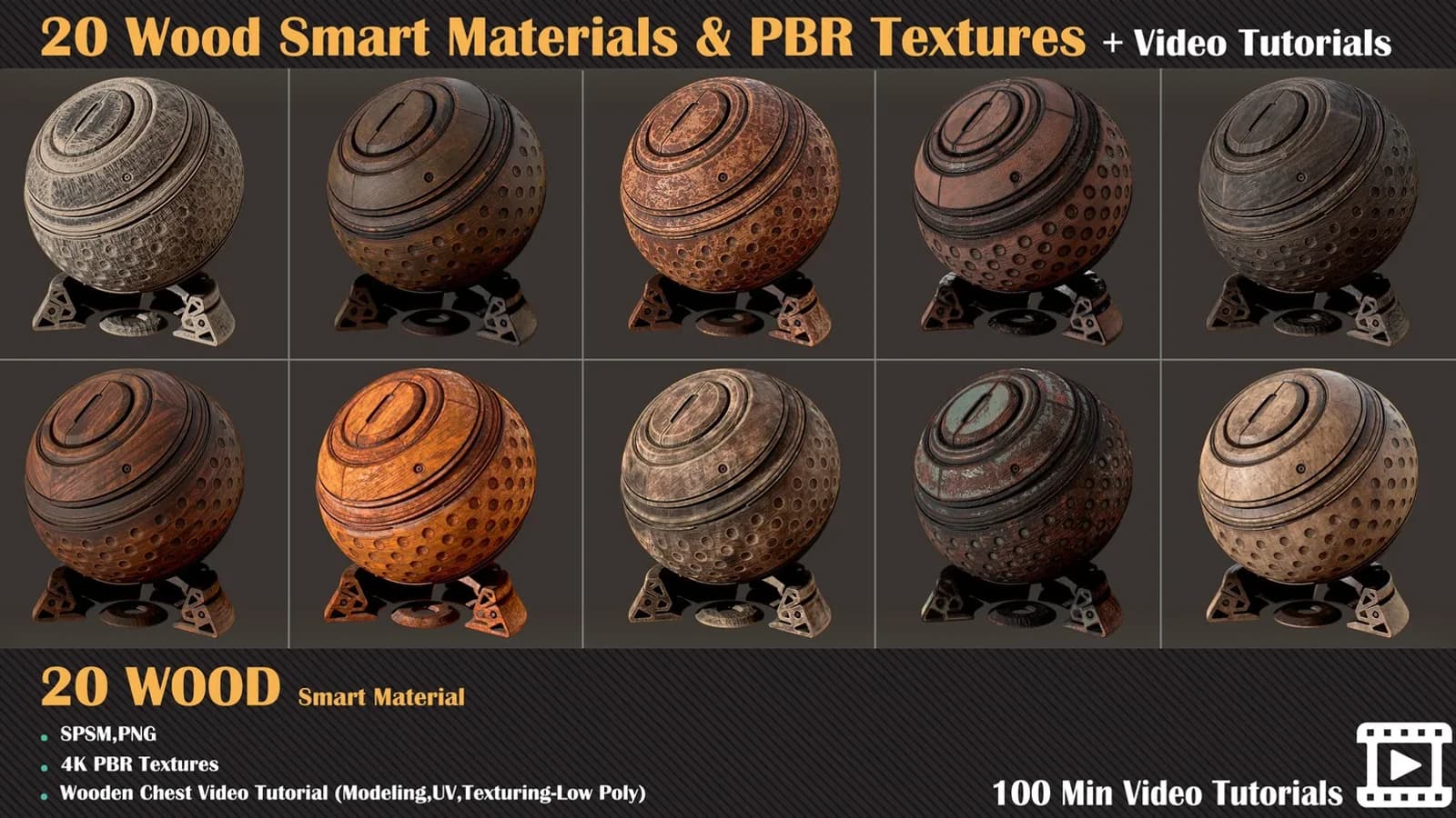 20 Wood Smart Materials & PBR Textures + Video Tutorials — VOL 02 — preview 6