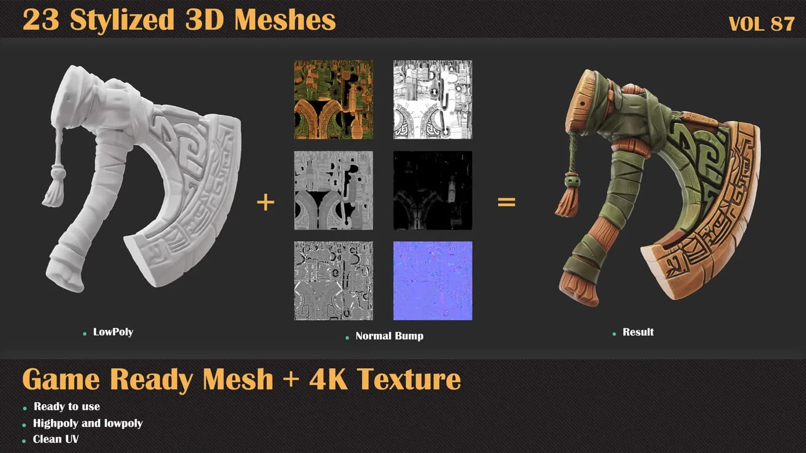 23 Stylized Axe 3D Meshes — VOL 87 — preview 4