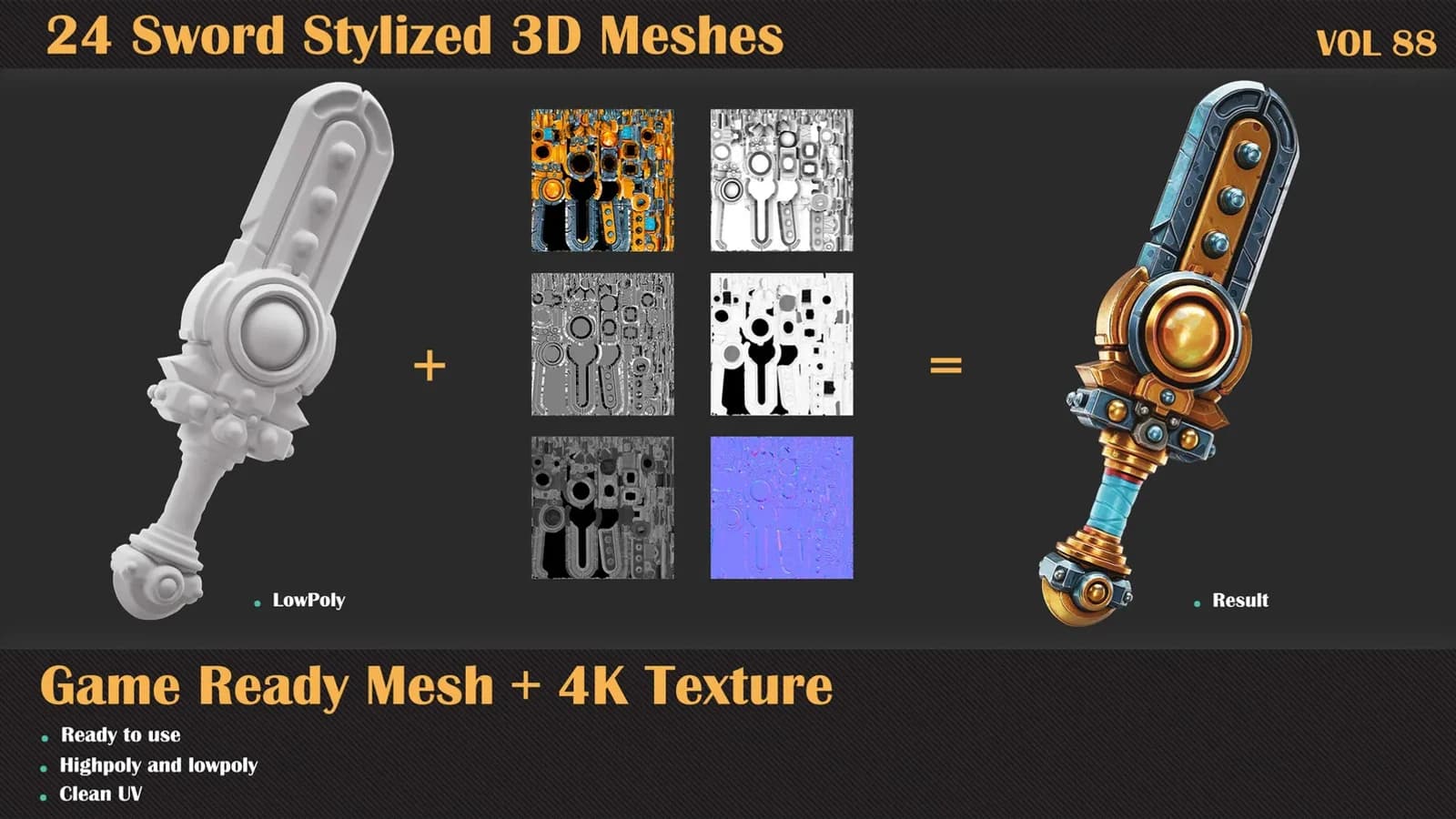 24 Sword Stylized 3D Meshes — VOL 88 — preview 4