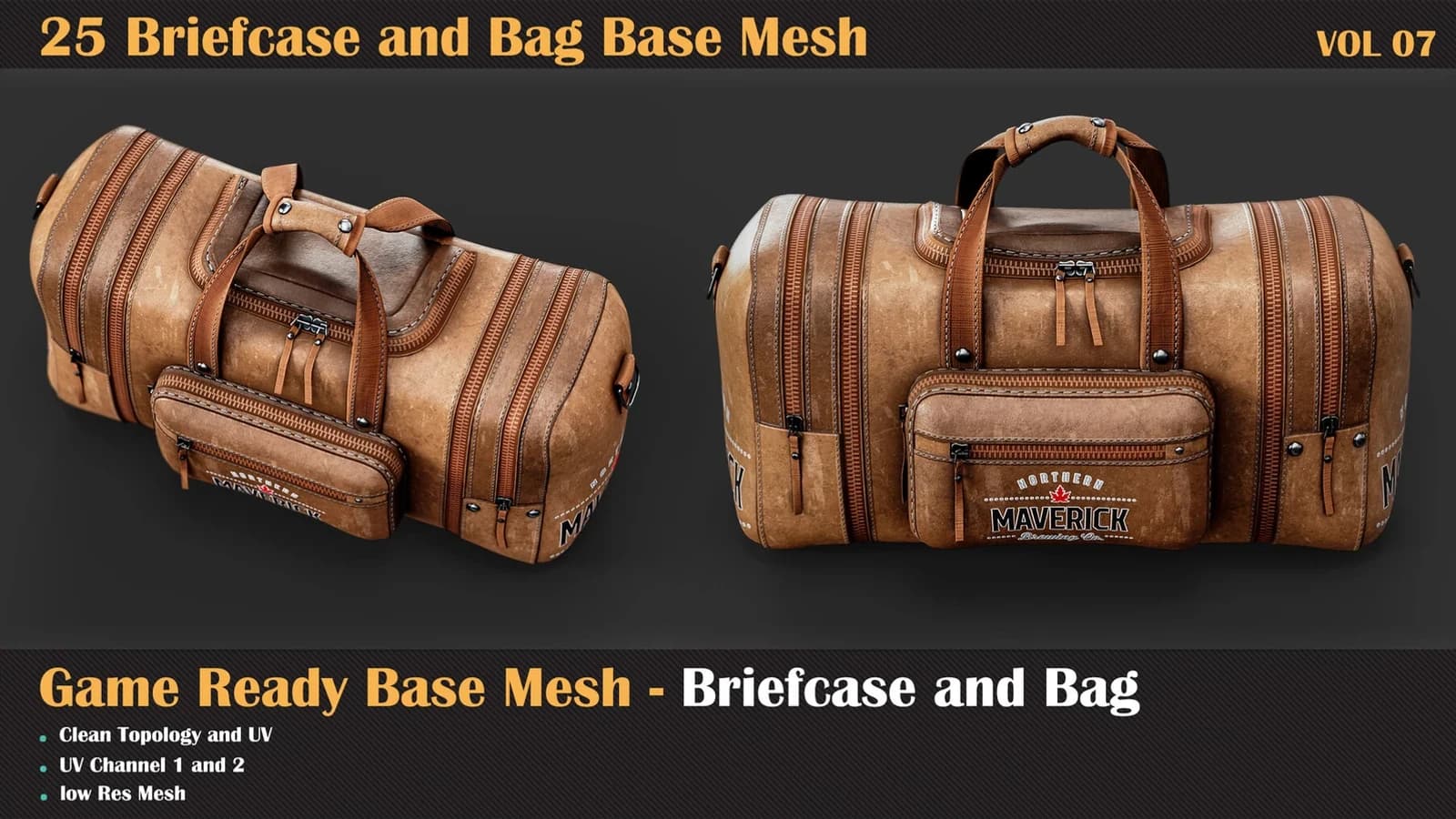 25 Briefcase and Bag Base Mesh — VOL 08 ( Game Ready ) — preview 2