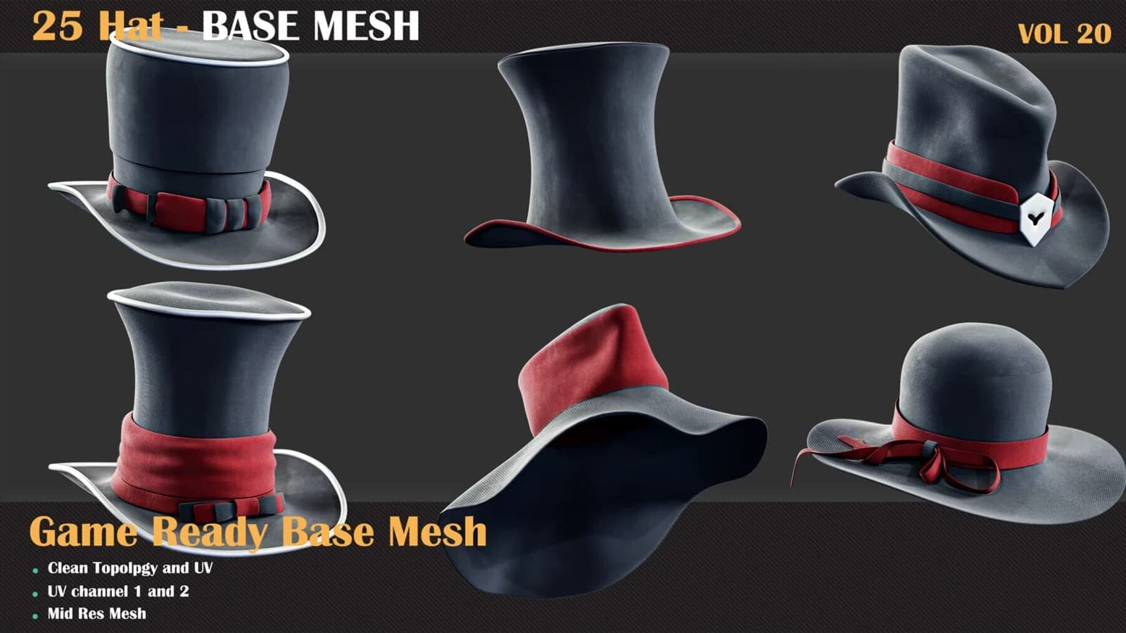 25 Hat Base Mesh — VOL 20 — preview 3