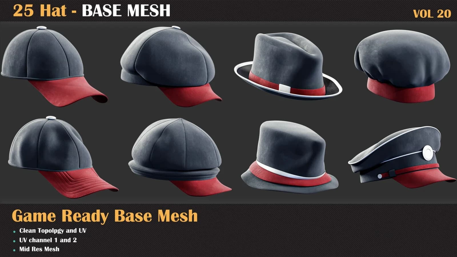 25 Hat Base Mesh — VOL 20 — preview 4