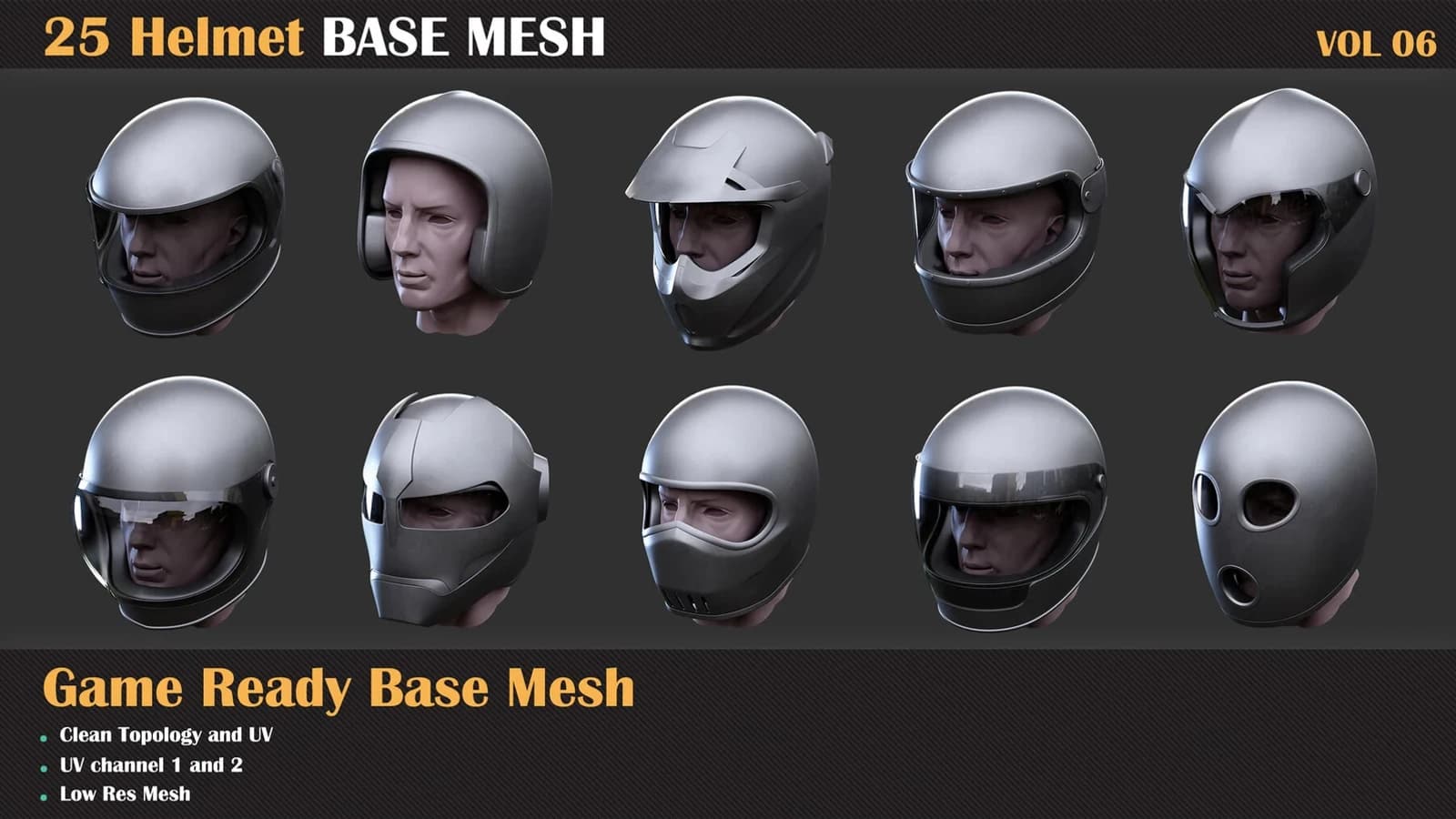 25 Helmet Base Mesh — VOL 07 ( Game Ready ) — preview 4