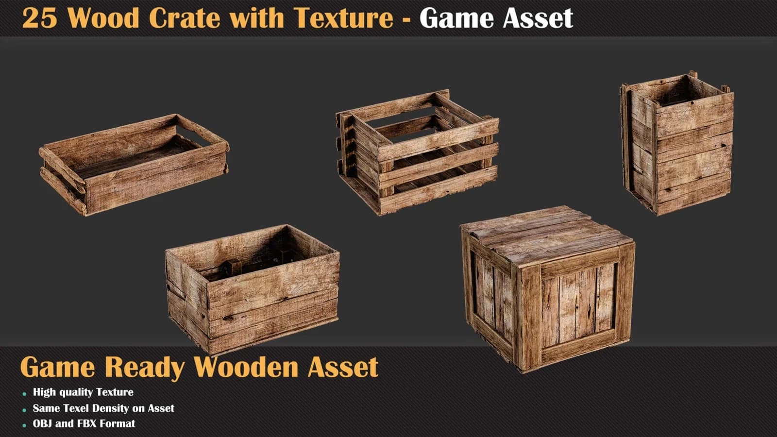 25 Wood Crate with Texture - Game Asset — preview 4