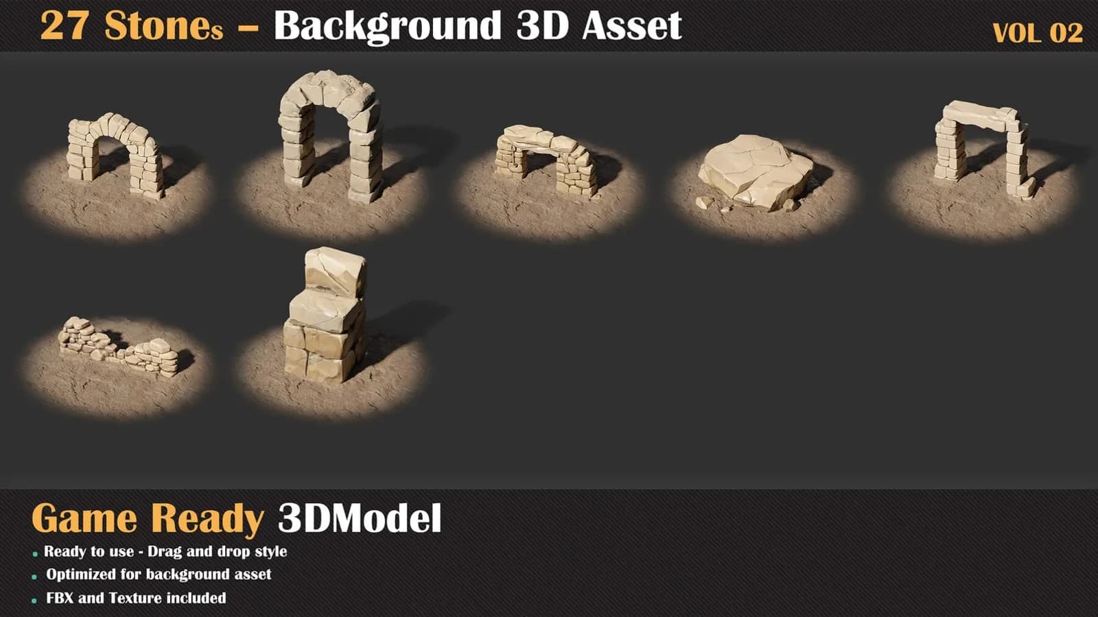 27 Stones Background 3D Asset — VOL 02 — preview 4