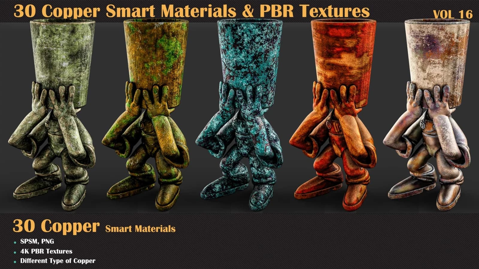 30 Copper Smart Materials & PBR Textures — VOL 16 — preview 6