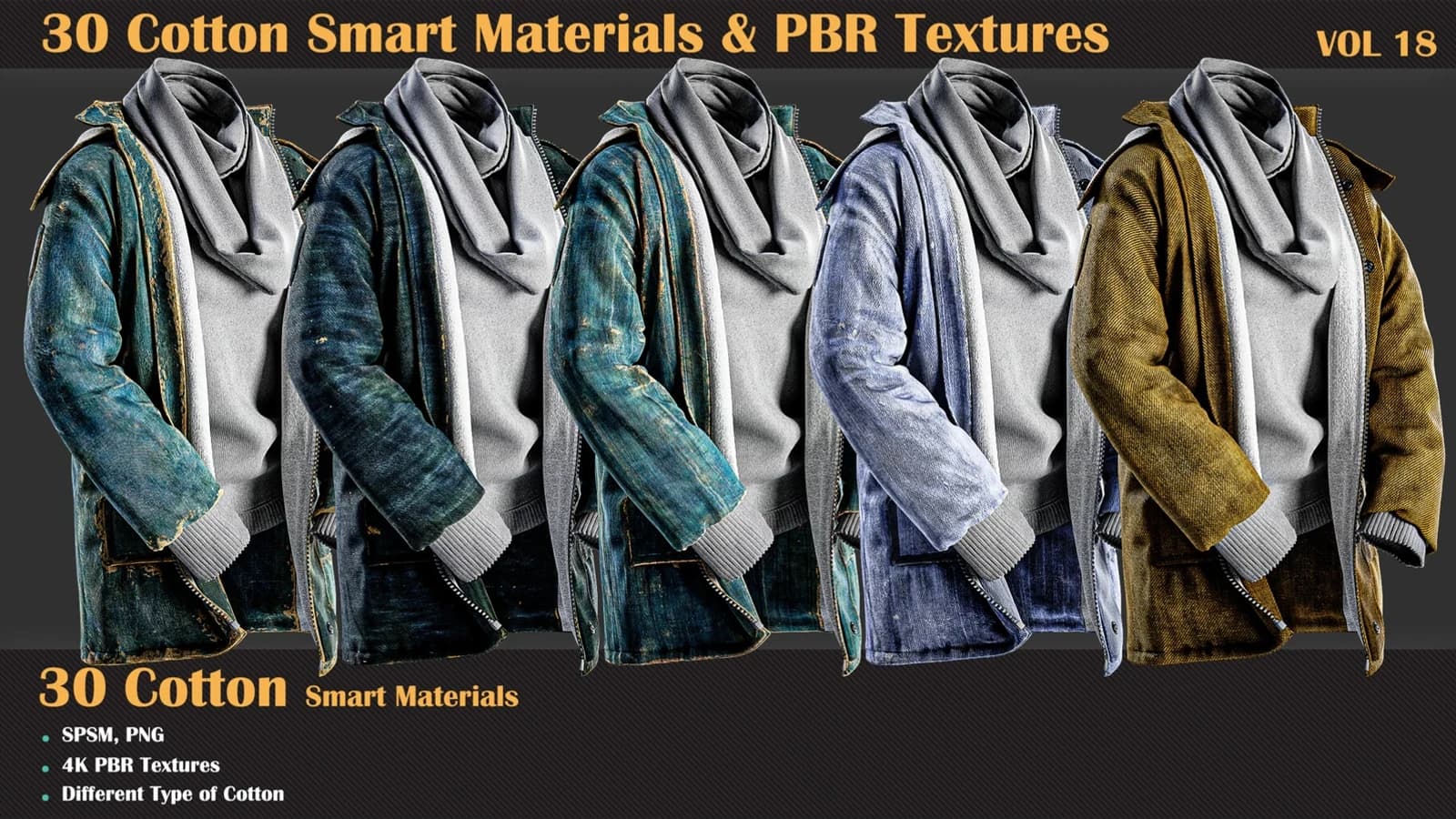 30 Cotton Smart Materials & PBR Textures — VOL 18 — preview 3
