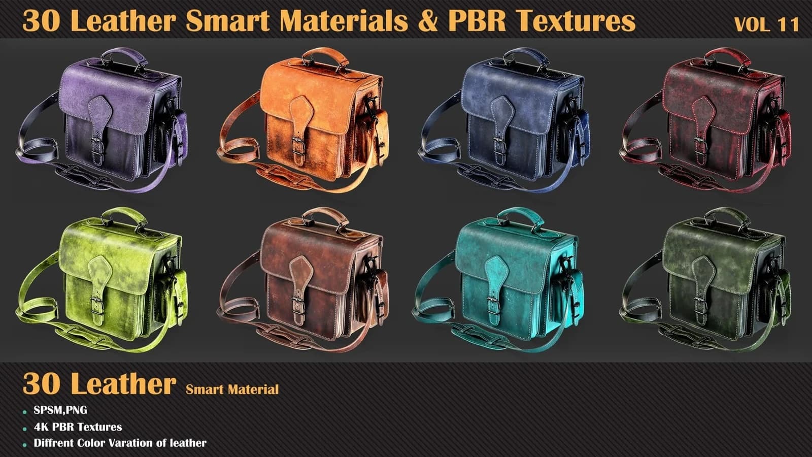 30 Leather Smart Materials + PBR Textures — VOL 11 — preview 4
