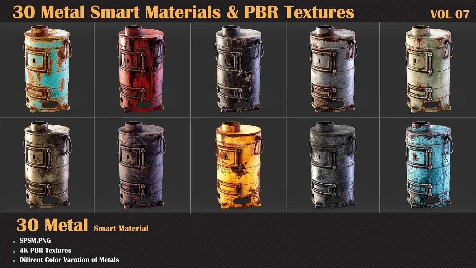 30 Metal Smart Materials & PBR Textures — VOL 07 — preview 3