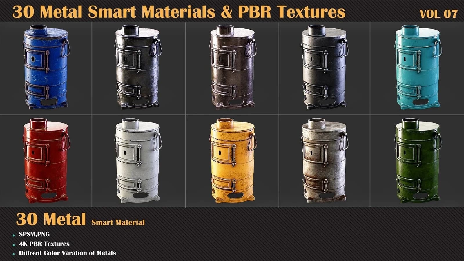 30 Metal Smart Materials & PBR Textures — VOL 07 — preview 5