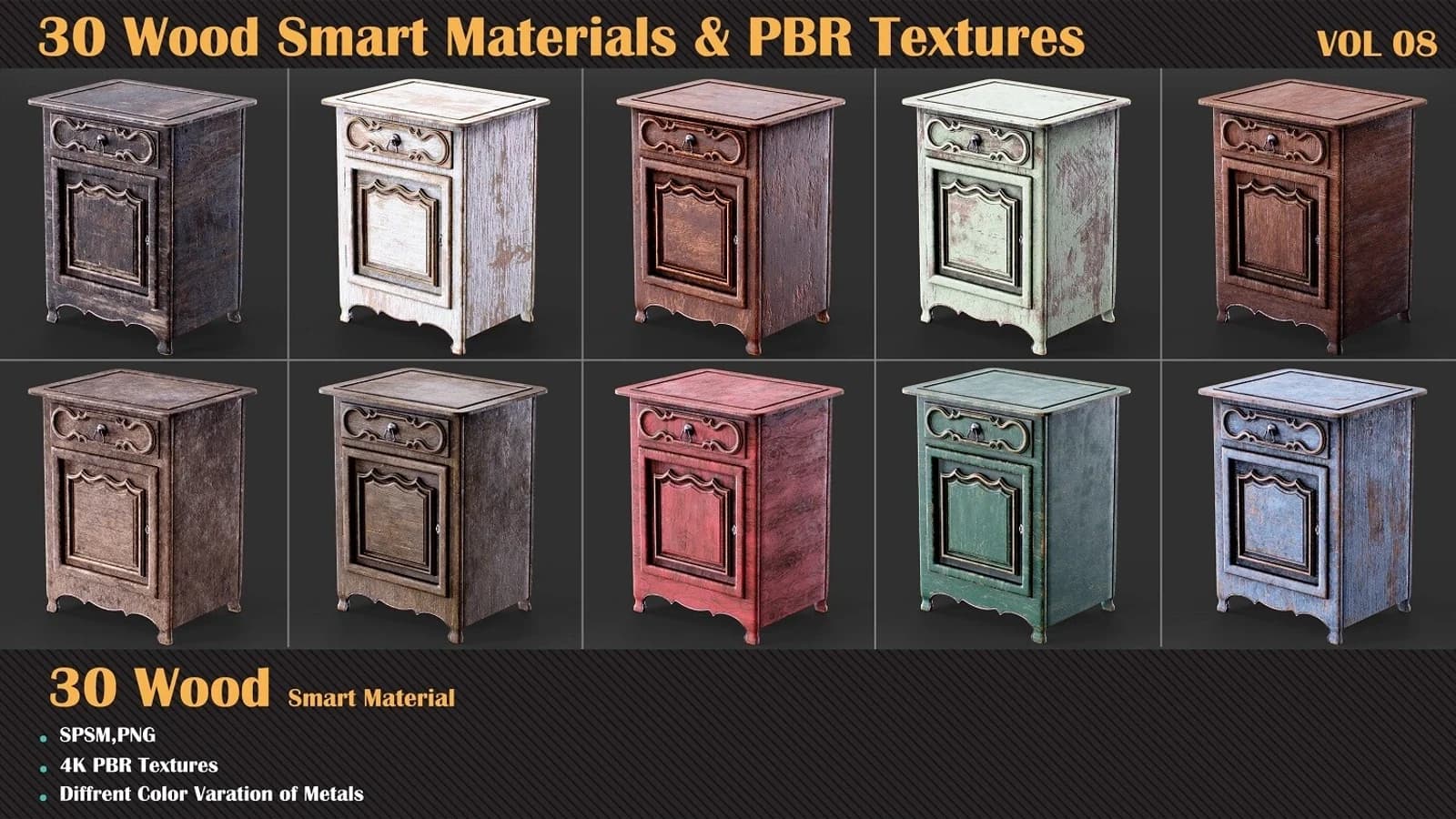 30 Wood Smart Materials & PBR Textures — VOL 08 — preview 3