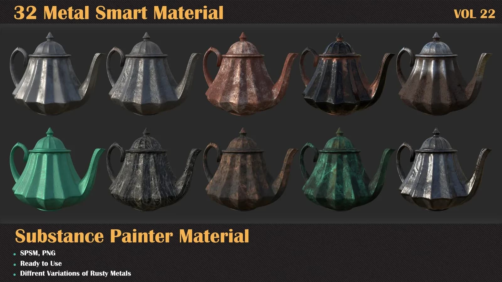 32 Metal Smart Material – Substance Painter — VOL 22 — preview 3