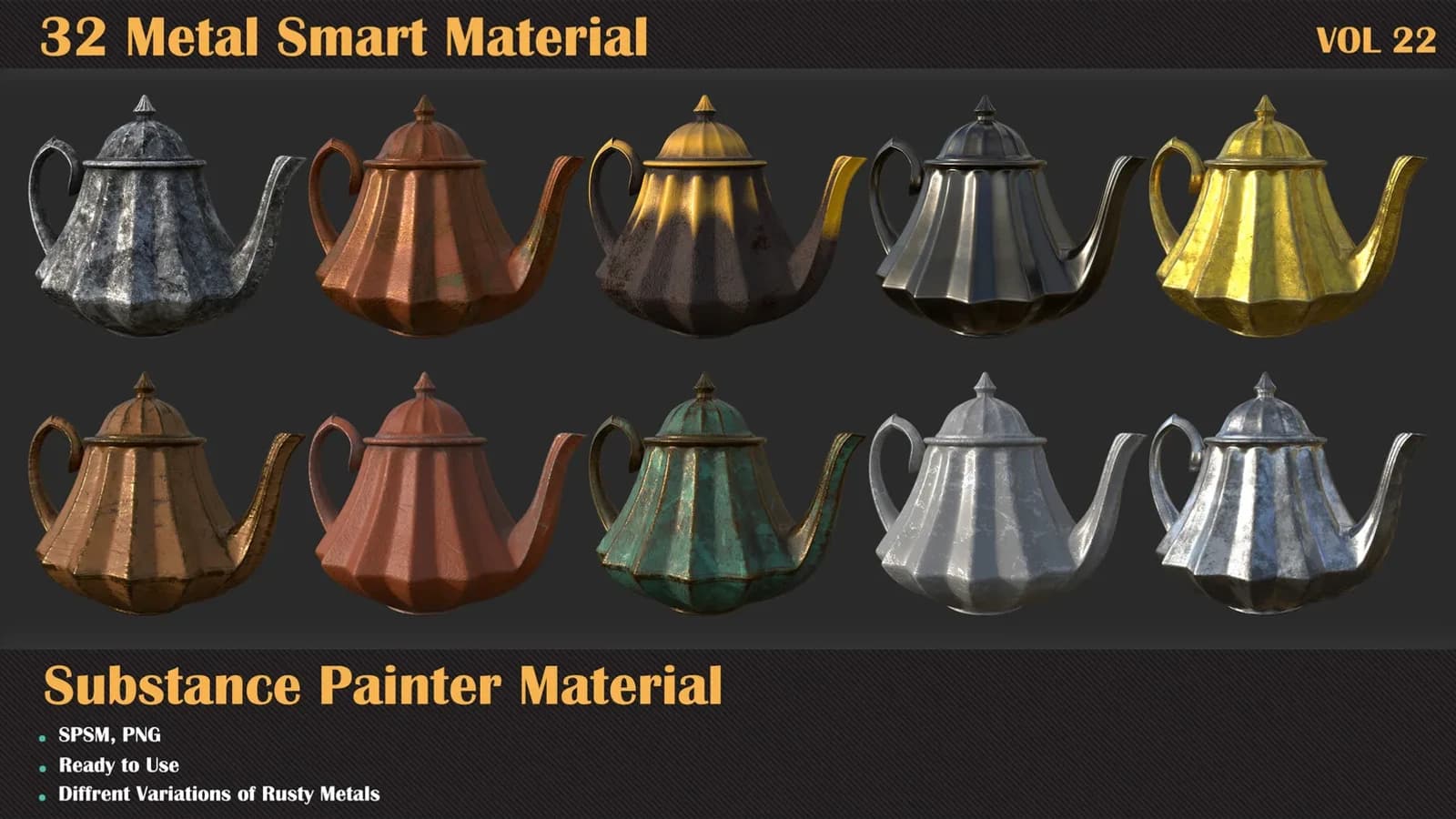 32 Metal Smart Material – Substance Painter — VOL 22 — preview 4