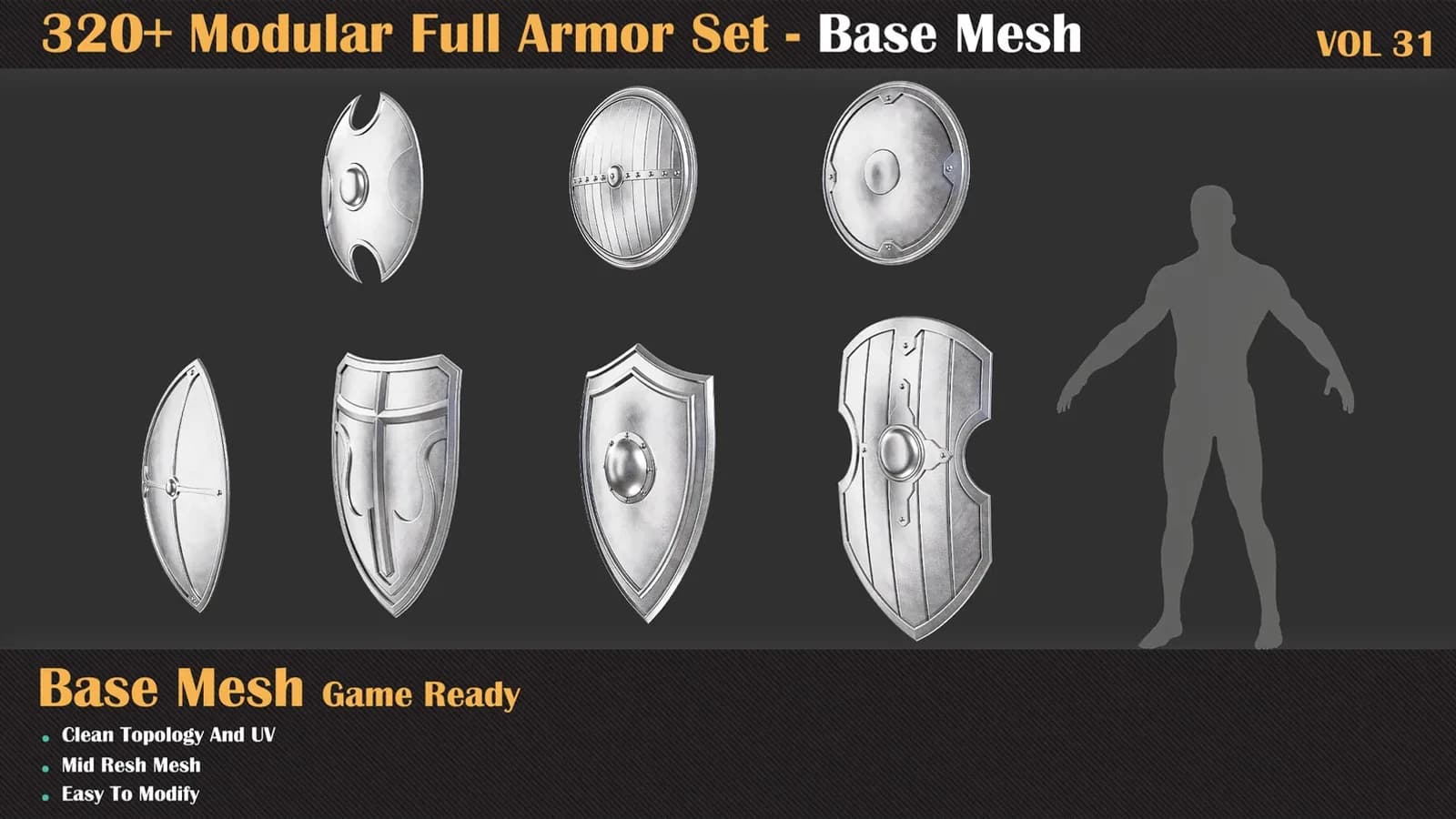 320+ Modular Full Armor Set - Base Mesh — VOL 31 — preview 3