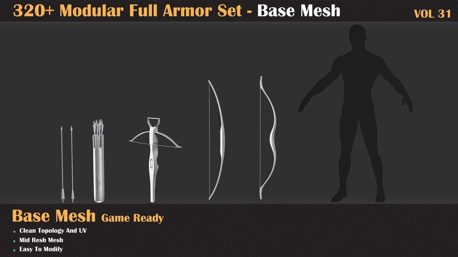 320+ Modular Full Armor Set - Base Mesh — VOL 31 — preview 4