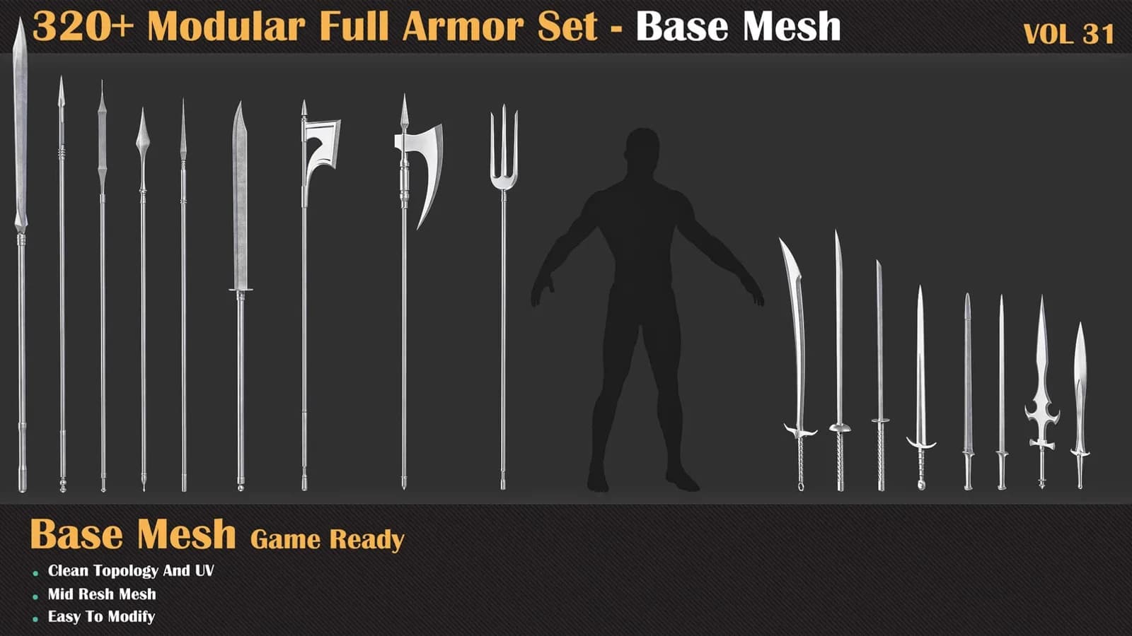 320+ Modular Full Armor Set - Base Mesh — VOL 31 — preview 5