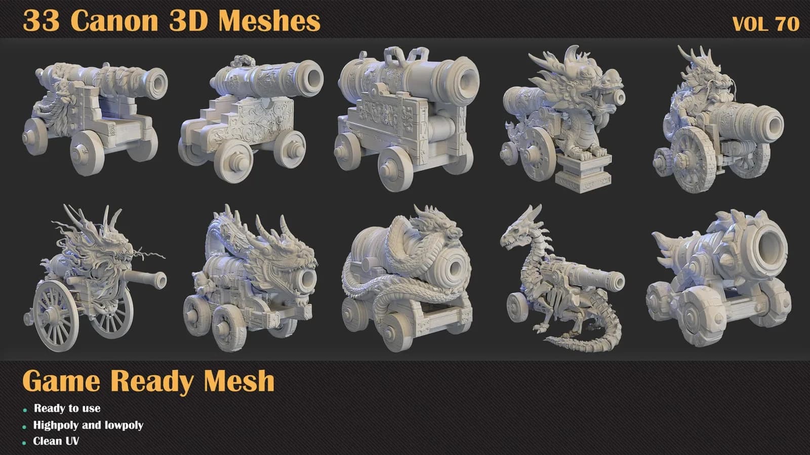 33 Cannon 3D Meshes — VOL 70 — preview 4