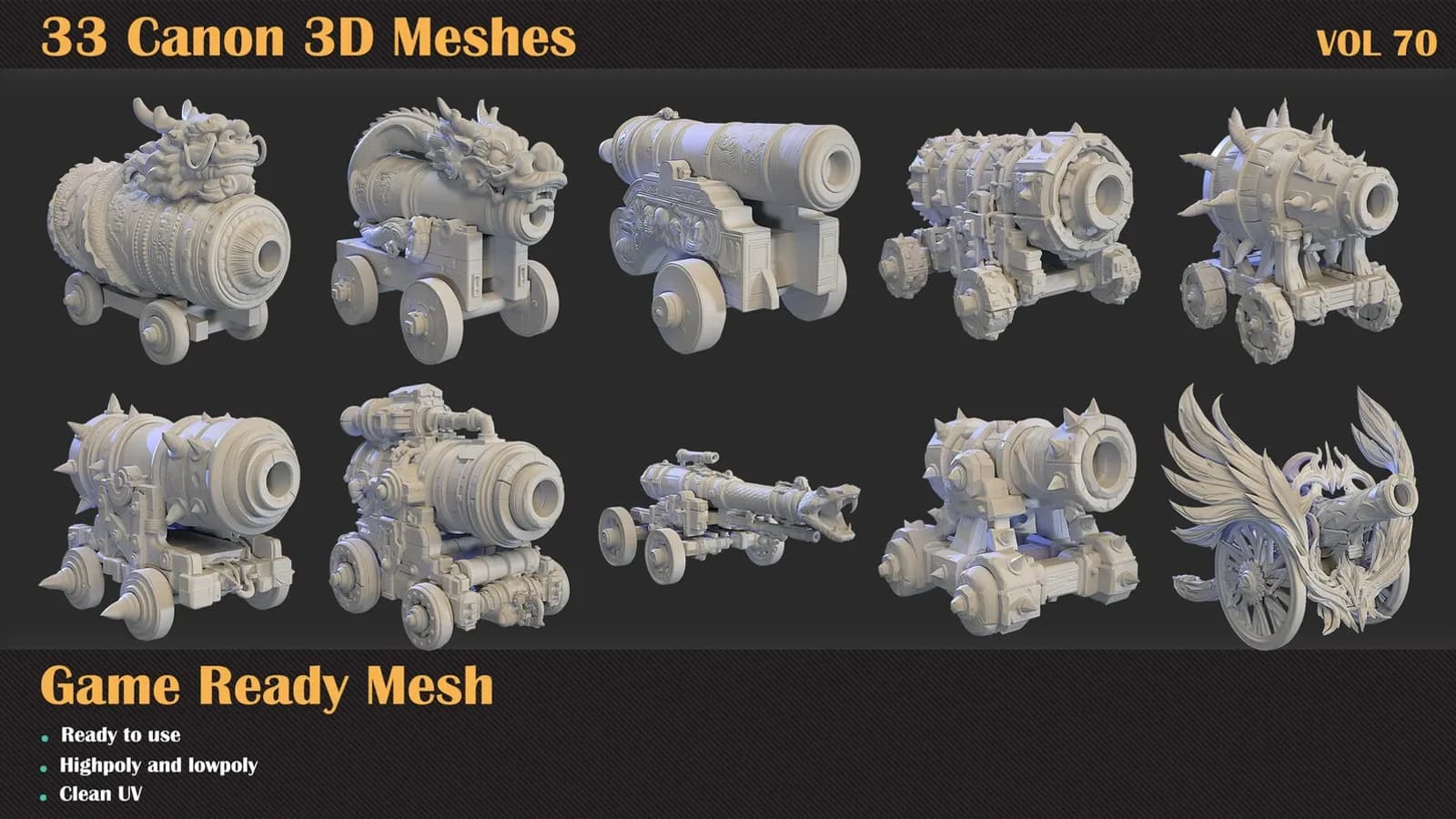 33 Cannon 3D Meshes — VOL 70 — preview 6