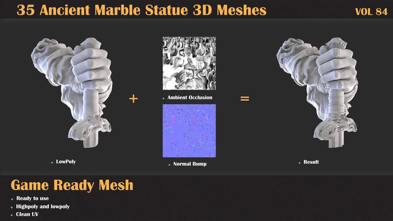 35 Ancient Marble Statue 3D Meshes — VOL 84 — preview 3