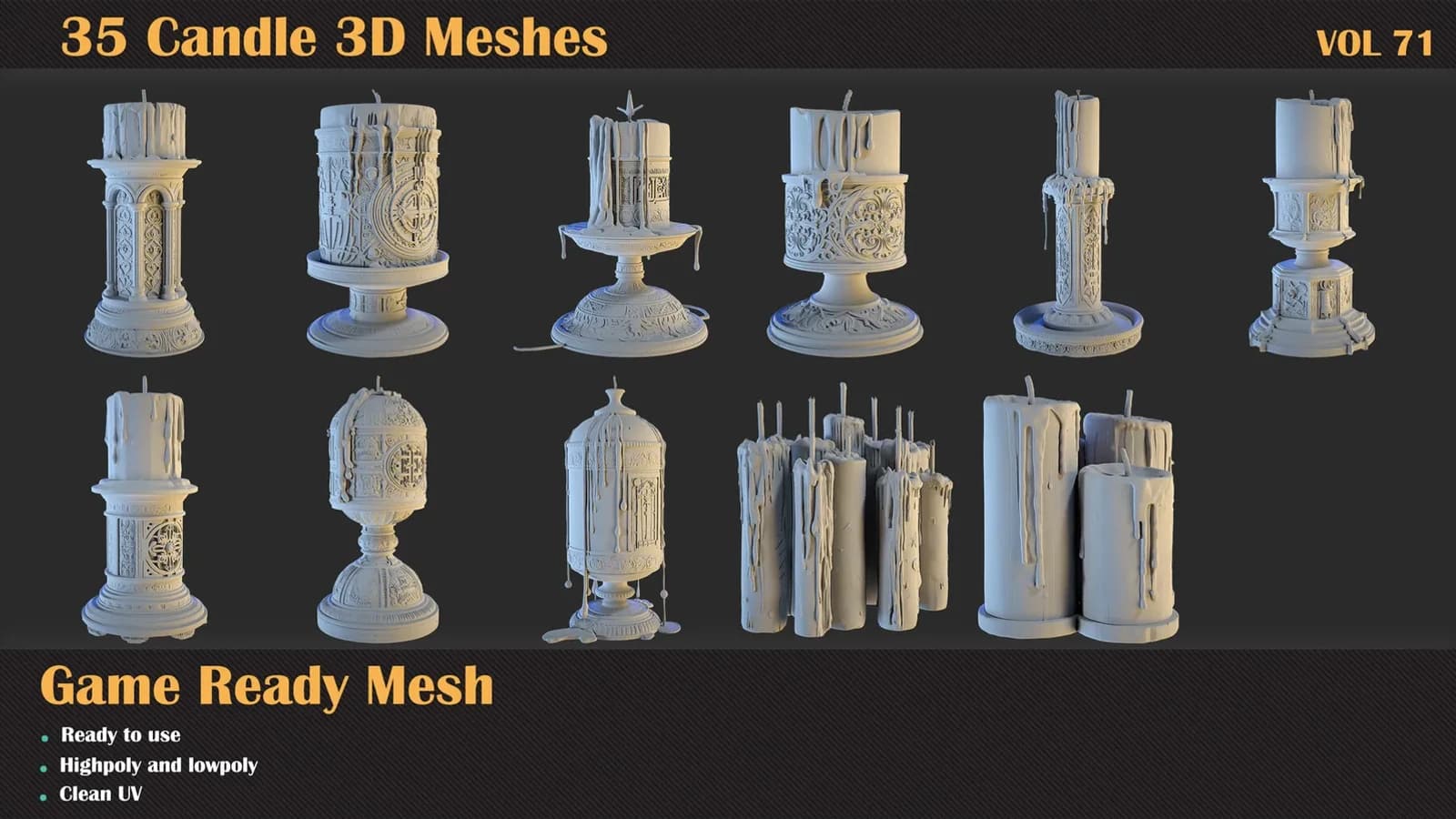 35 Candle 3D Meshes — VOL 71 — preview 5