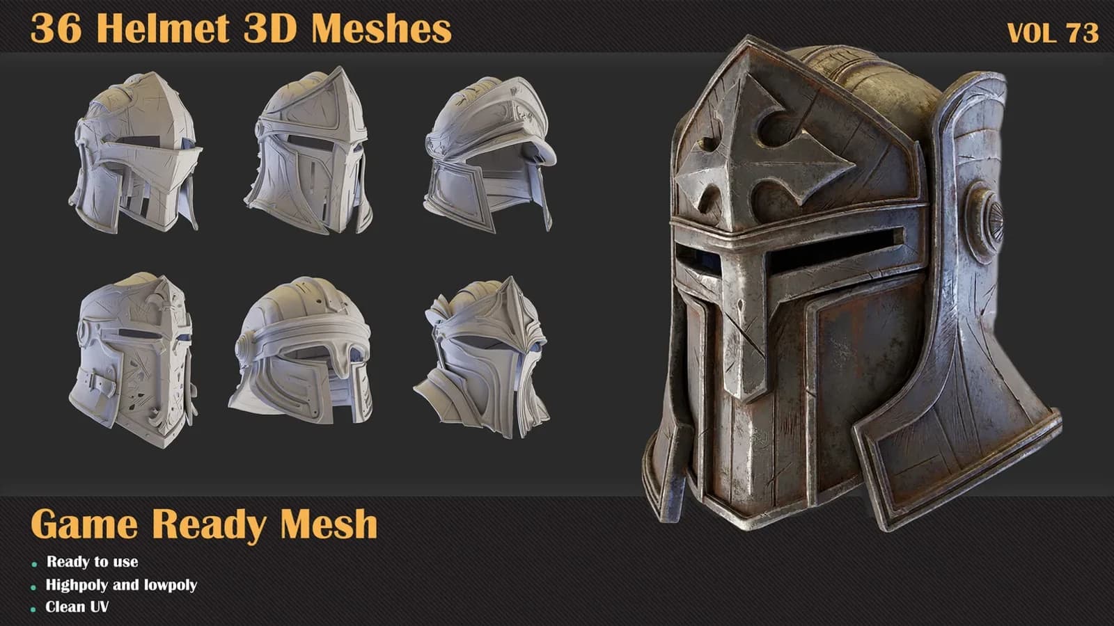 36 Helmet 3D Meshes — VOL 72