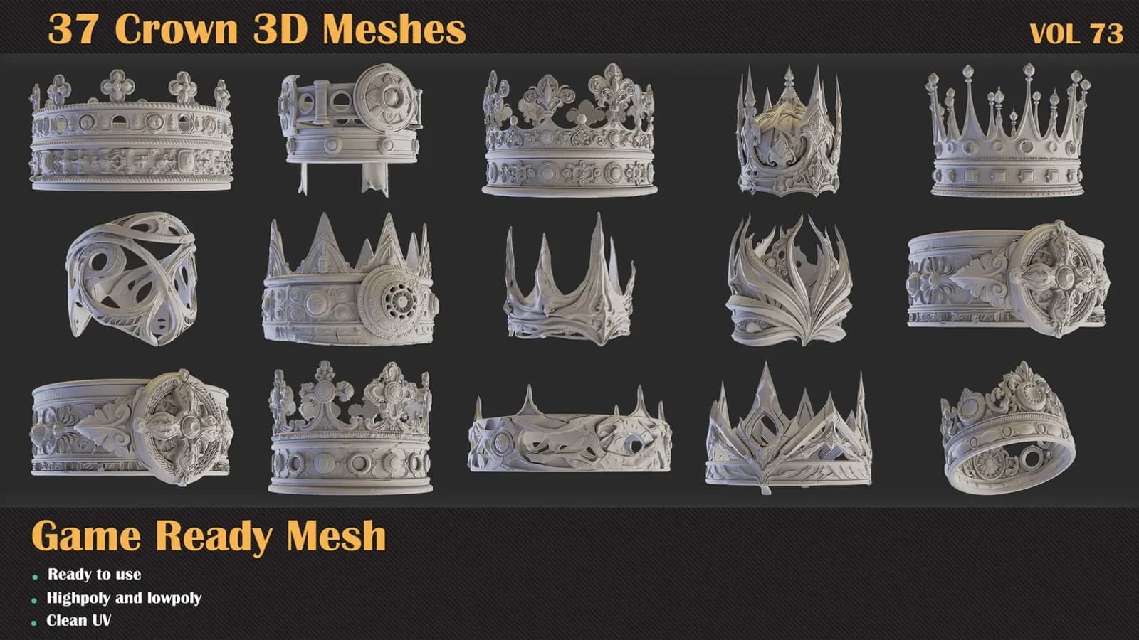 37 Crown 3D Meshes — VOL 73 — preview 4