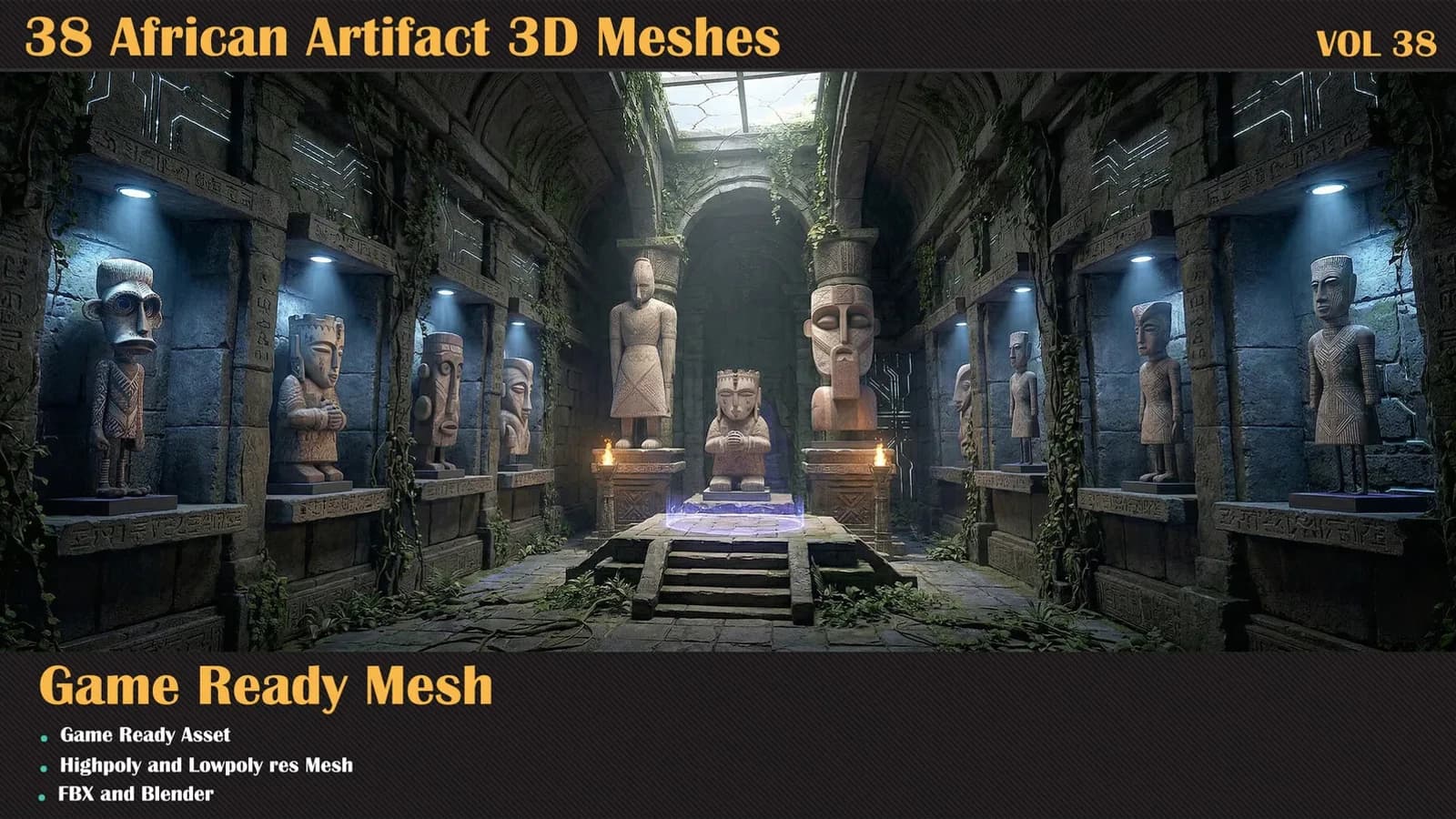 38 African Artifact 3D Meshes — VOL 38 — preview 3