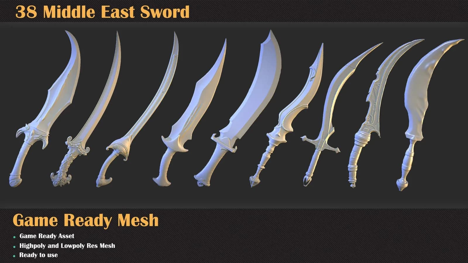 38 Middle East Sword 3D Meshes — VOL 42 — preview 6