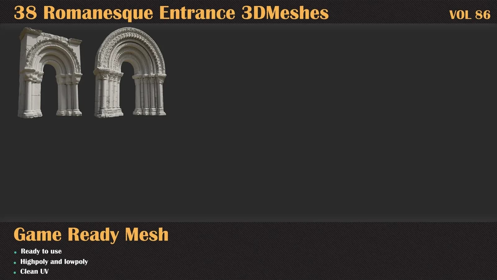 38 Romanesque Entrance 3D Meshes — VOL 86 — preview 7