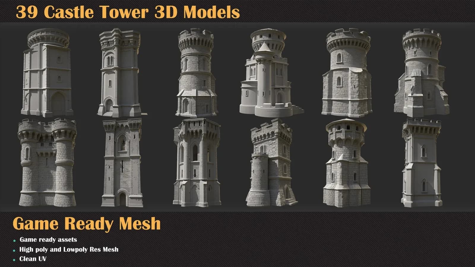 39 Castle Tower 3D Models — VOL 66 — preview 6