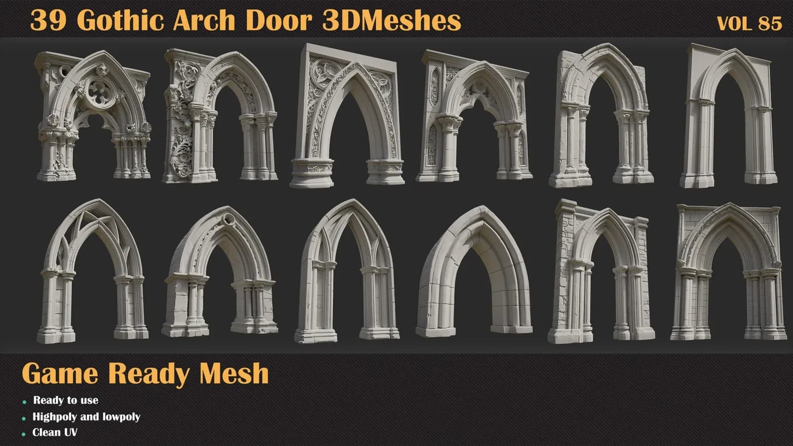 39 Gothic Arch Door 3D Meshes — VOL 85 — preview 6