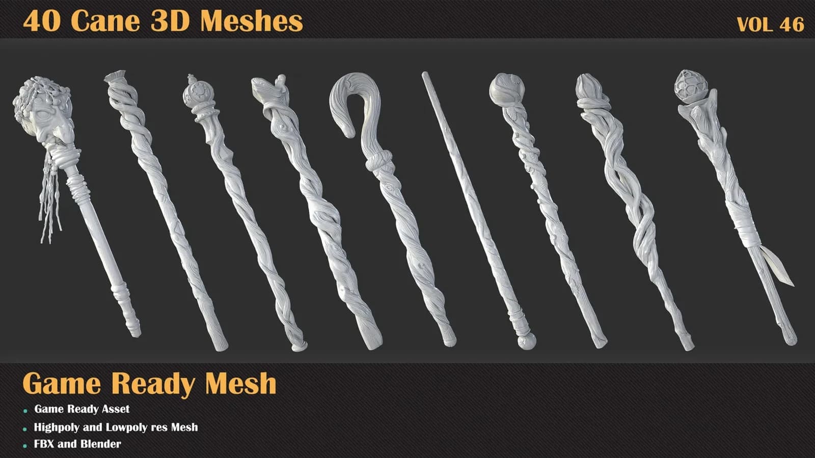 40 Cane 3D Meshes — VOL 46 — preview 4